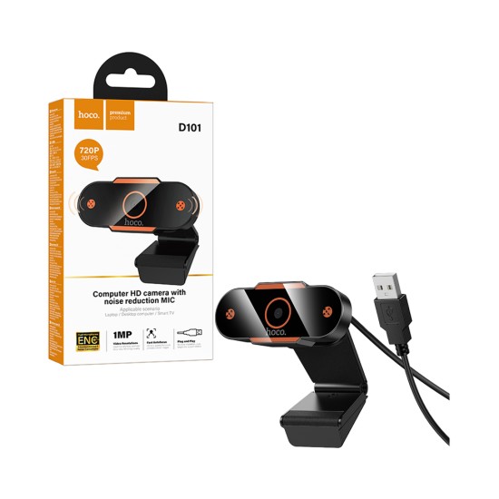 Hoco D101 Computer HD Camera with Noise Reduction with Dual Mic 1MP Black